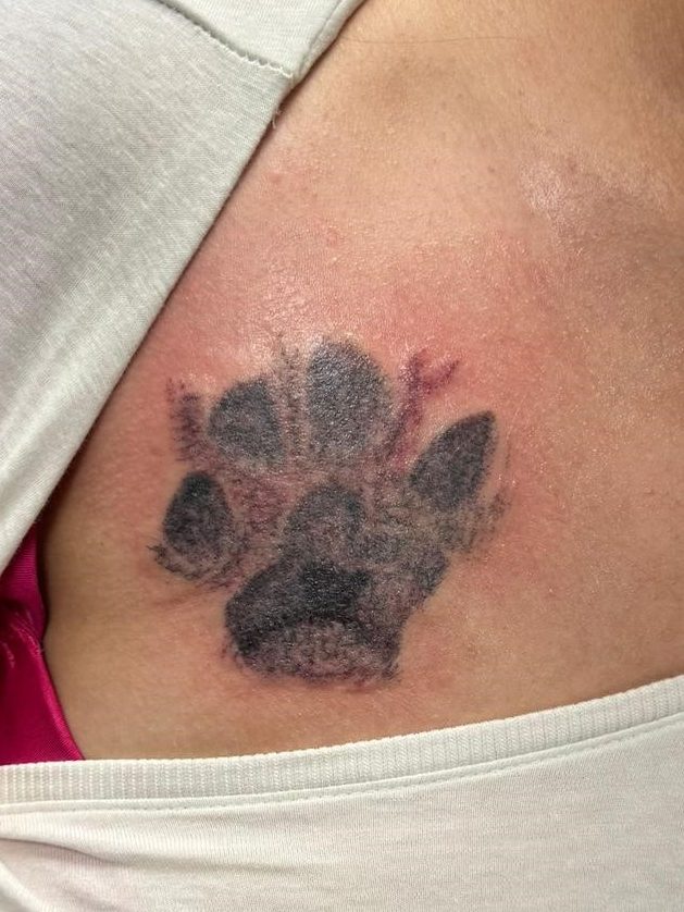Tattoo Idee - Schlüsselbein - Brusttattoo- Pfote