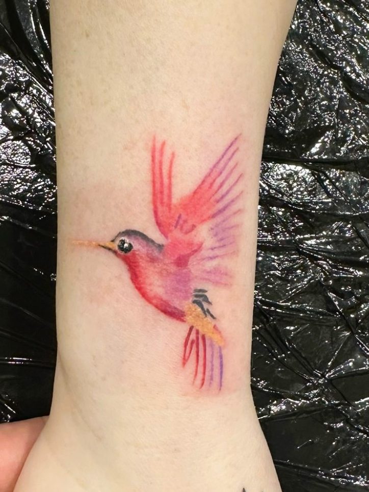 Tattoo Vorlage - Vogel, bunt, klein, Kolibri